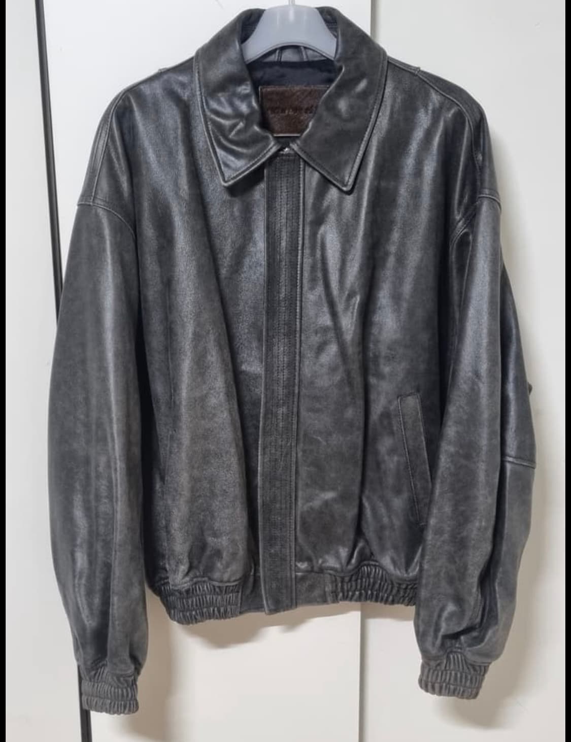 stu 오버핏 레더 블랙 L사이즈 상품이미지1