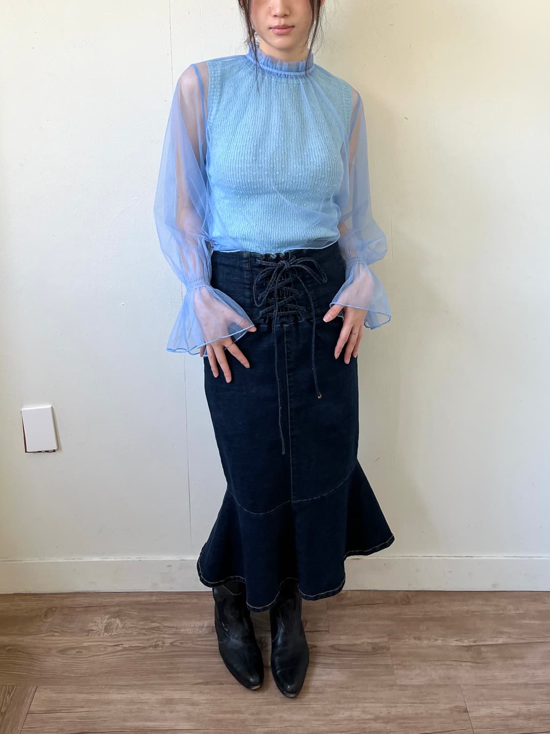 FRIFUL 시스루 블라우스 상품이미지5