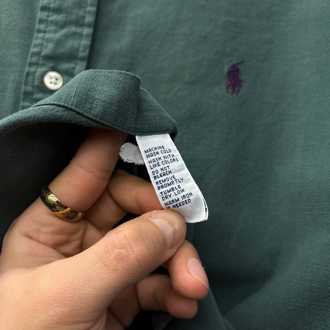 00s 폴로 랄프로렌 딥그린 슬럽코튼 버튼다운 셔츠 퍼플포니 N1284 상품이미지9