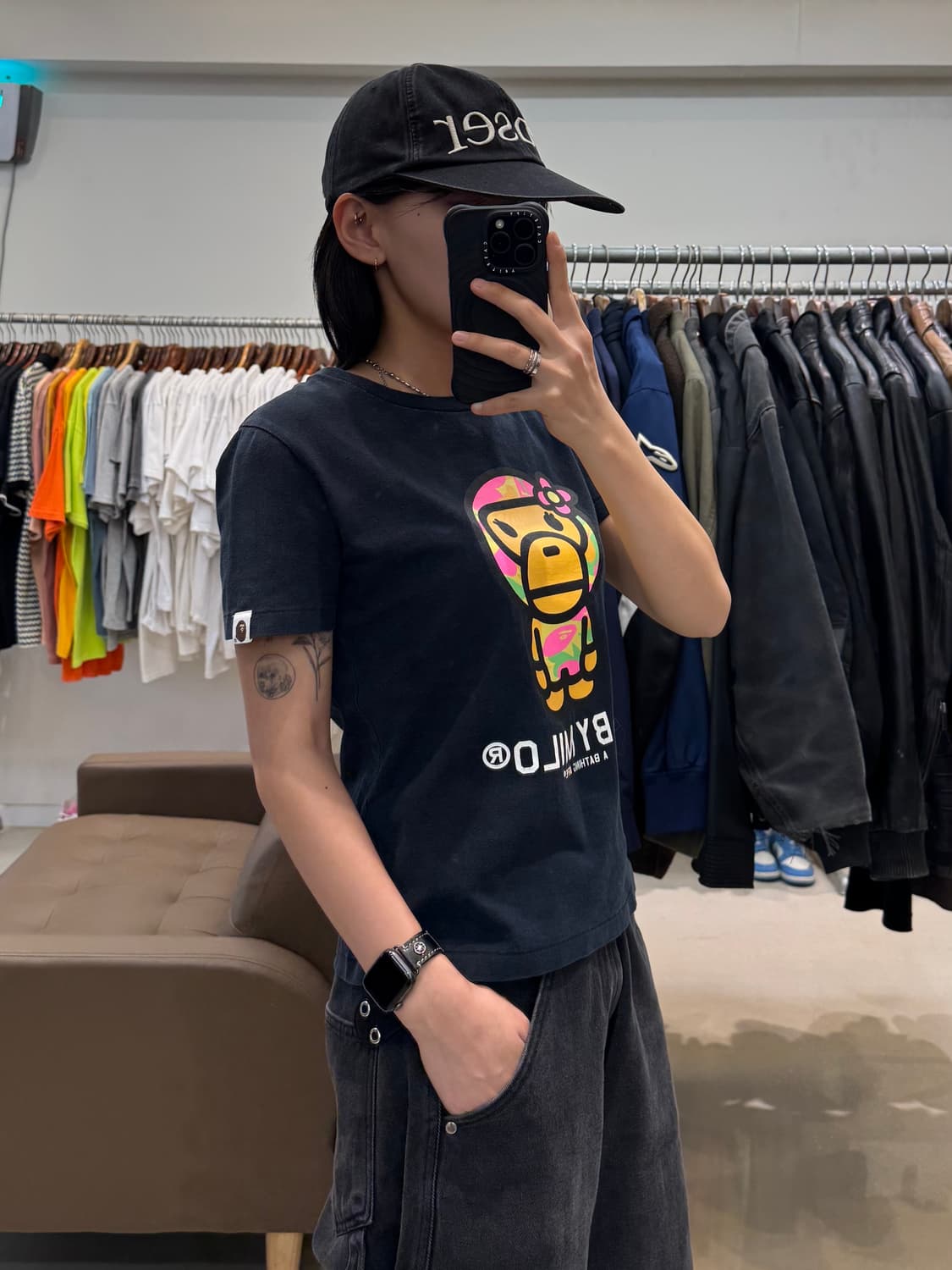 베이프 베이비 마일로 티셔츠 블랙 상품이미지6