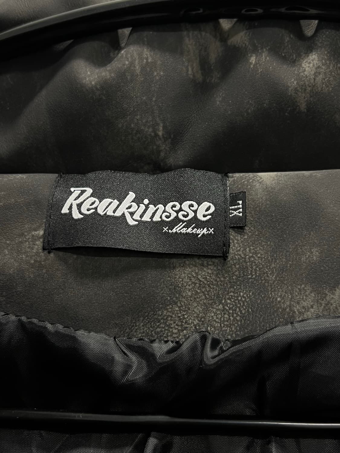 (XL) Reakinsse 오버핏 타이다이 레더 스트릿 푸퍼 패딩 자켓 상품이미지5