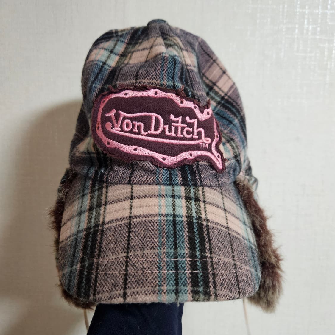 본더치 핑크체크 트루퍼햇 군밤 모자 상품이미지1