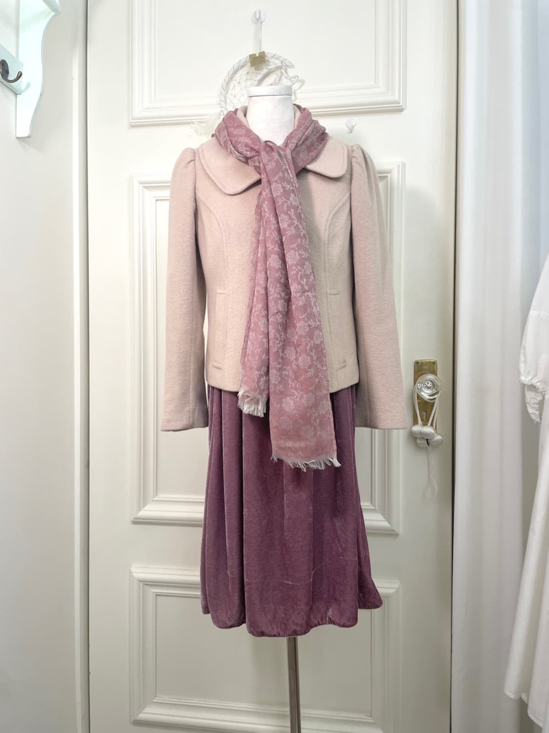 indi pink collar puff sleeve wool coat j 상품이미지5