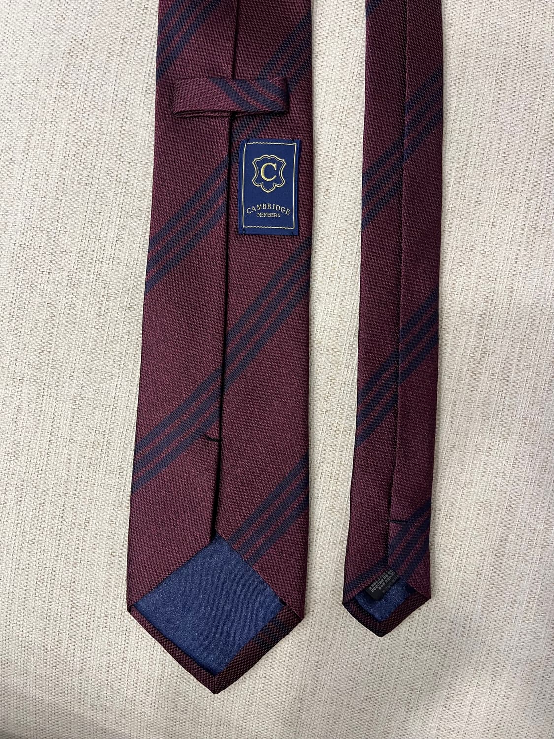 캠브리지멤버스 버건디 스트라이프 넥타이 상품이미지2