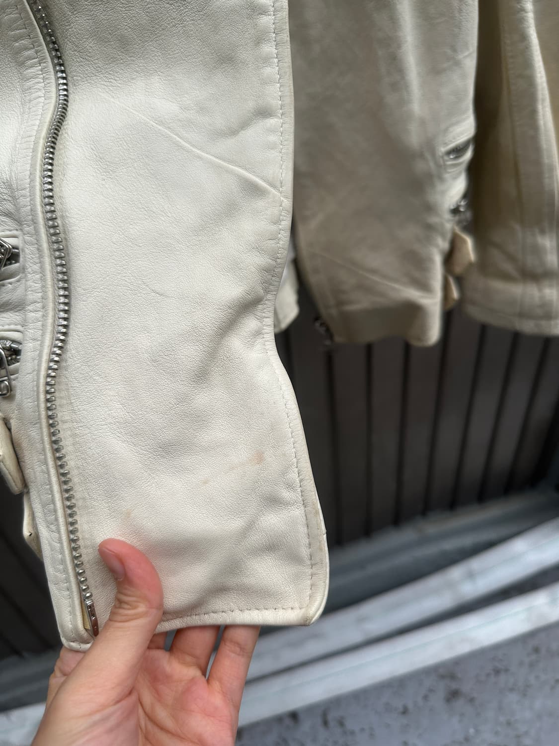Lambs leather 2way zipper datail jacket 상품이미지7