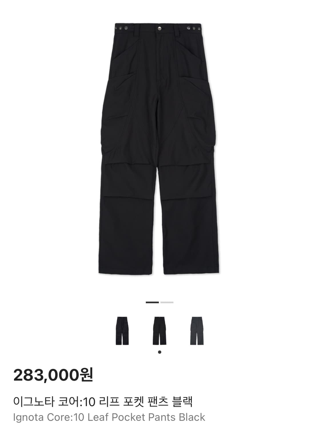 [S] ignota 이그노타 코어10 리프 포켓 팬츠 블랙 상품이미지1