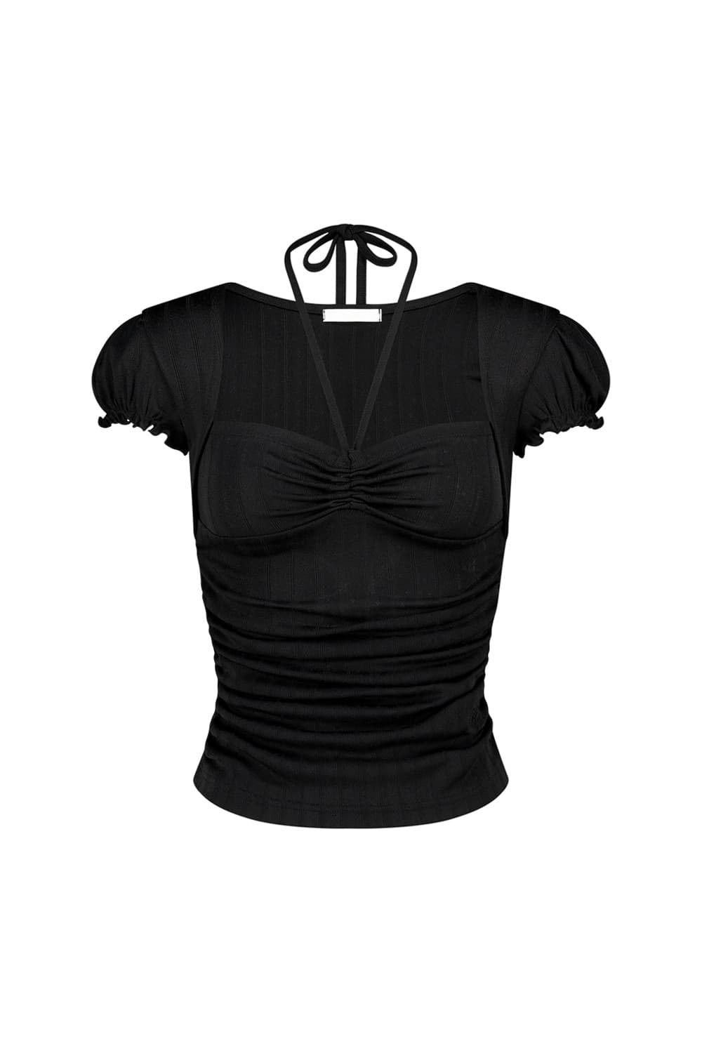 일리고 셔링 홀터 탑 블랙 상품이미지1