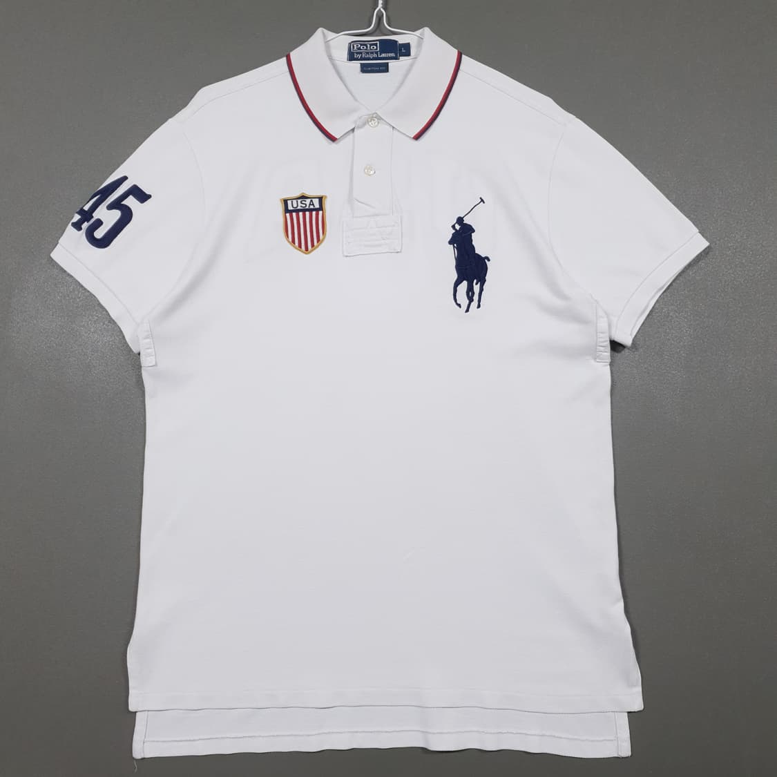 L) 폴로 랄프로렌 USA 빅포니 치프키프 반팔 카라티 피케 셔츠 화이트 상품이미지1