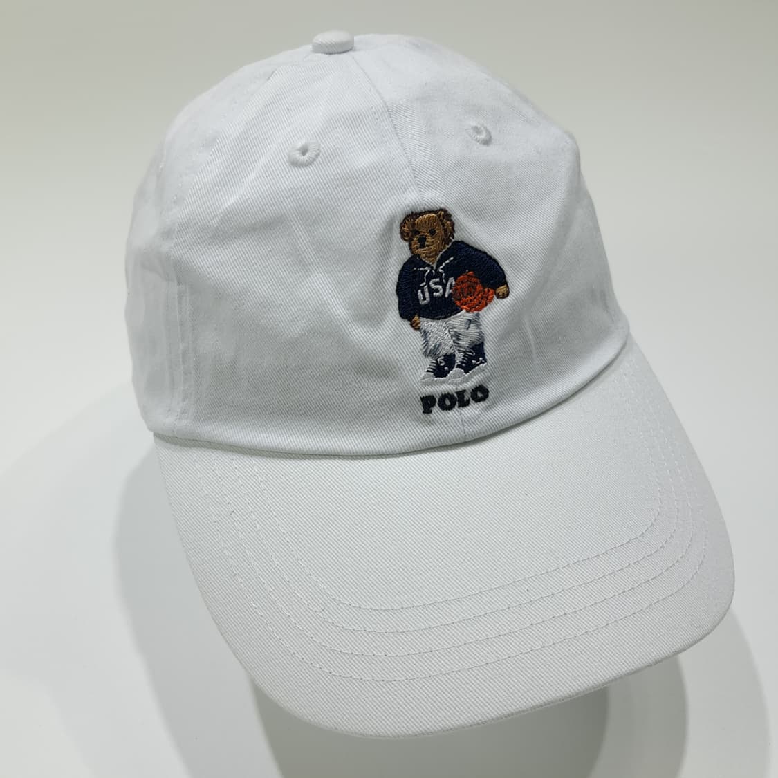 CL248 폴로 코튼 폴로베어자수 화이트 볼캡 모자 상품이미지2