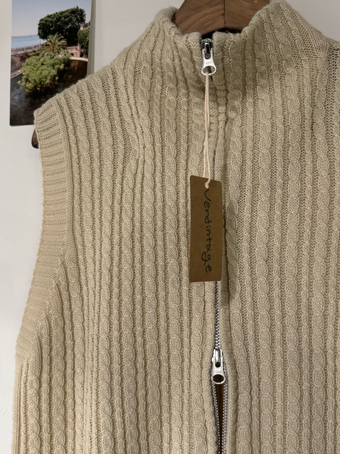 꽈배기 니트 집업 조끼 상품이미지4