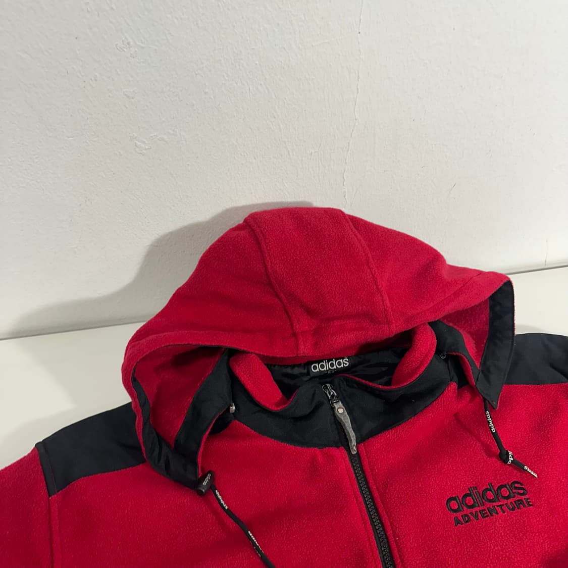 XL 아디다스 빨검 오버핏 후드탈부착 밑단스트링 플리스자켓 상품이미지2