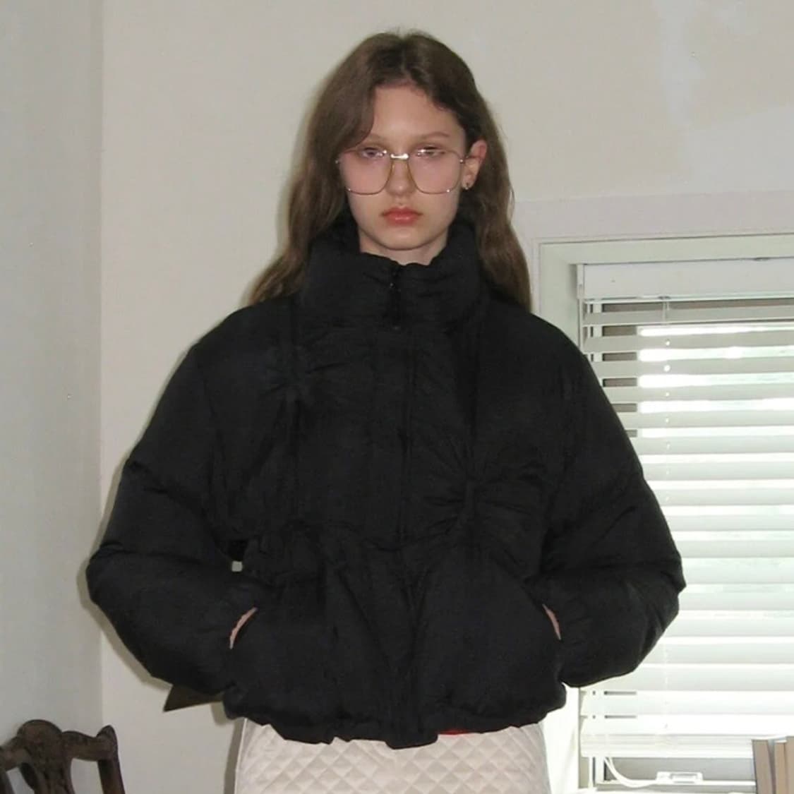 시눈 Ribbon Detail Puffer Jacket (Black) 상품이미지1