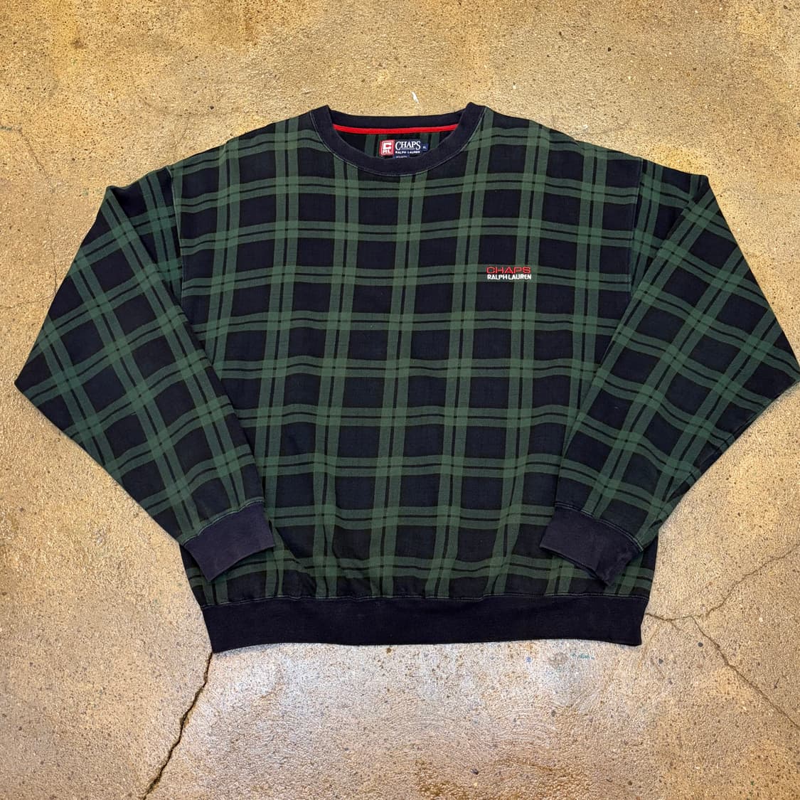 레어 90s 미국 빈티지 챕스 랄프로렌 체크 맨투맨 상품이미지1
