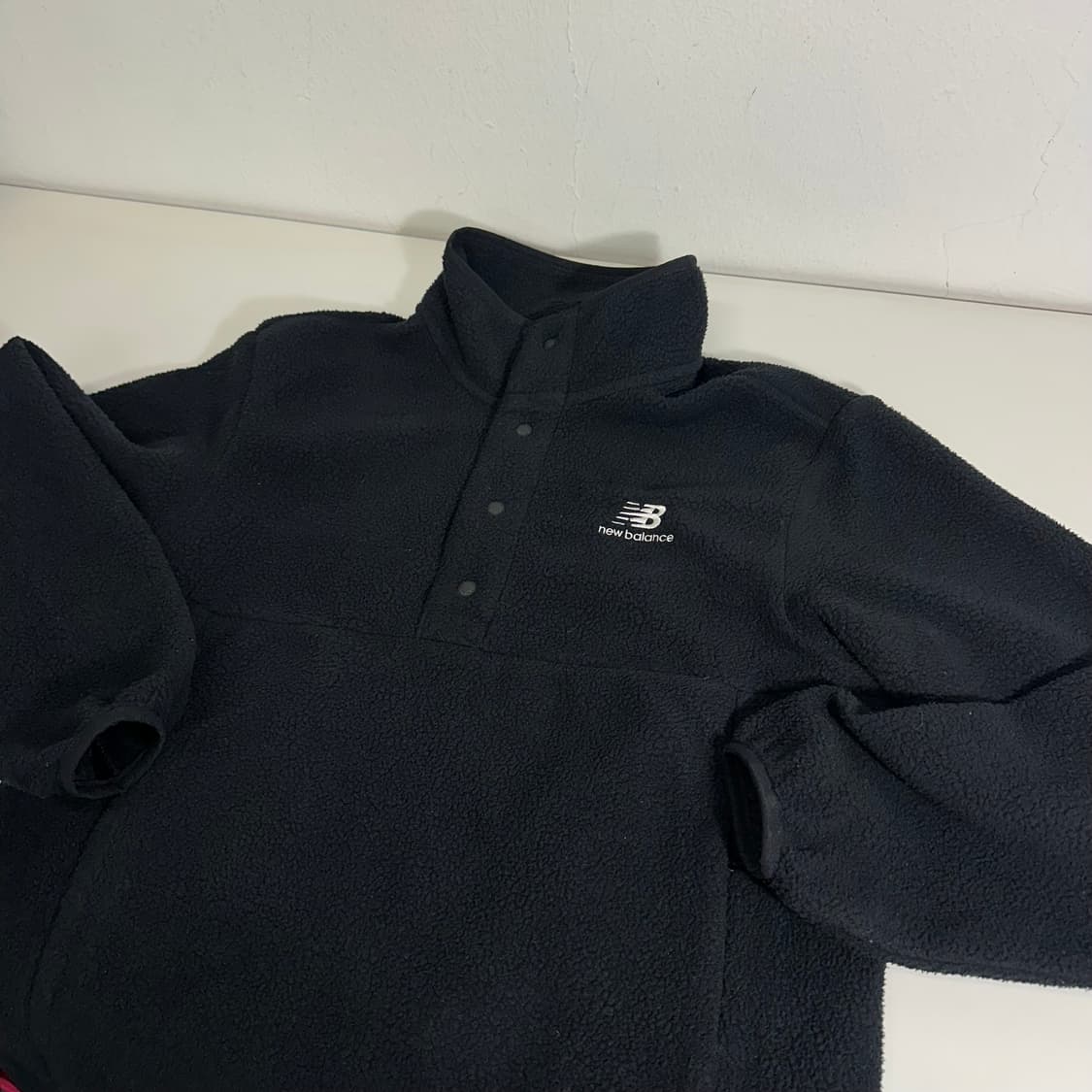 S 뉴발란스 블랙 뽀글이 캥거루 반집업 후리스 상품이미지1