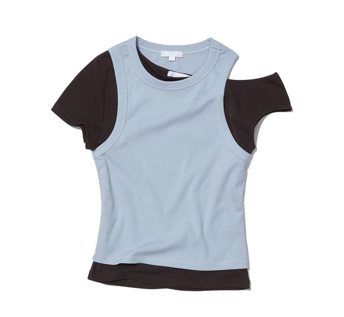 파르티멘토우먼 언발란스 더블 레이어드 탑 상품이미지3