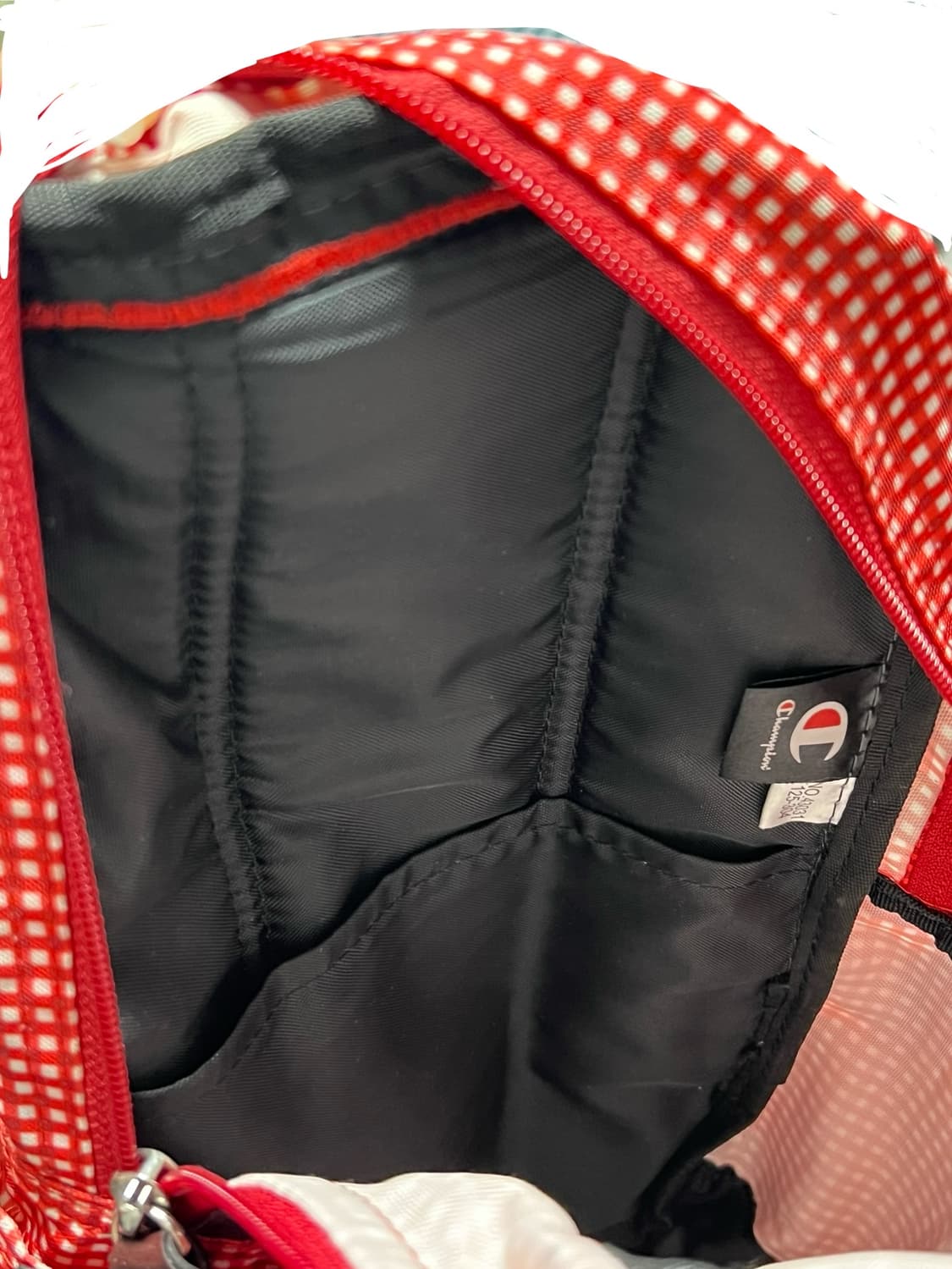 챔피온 빨간 체크무늬 슬링백 가방 상품이미지4