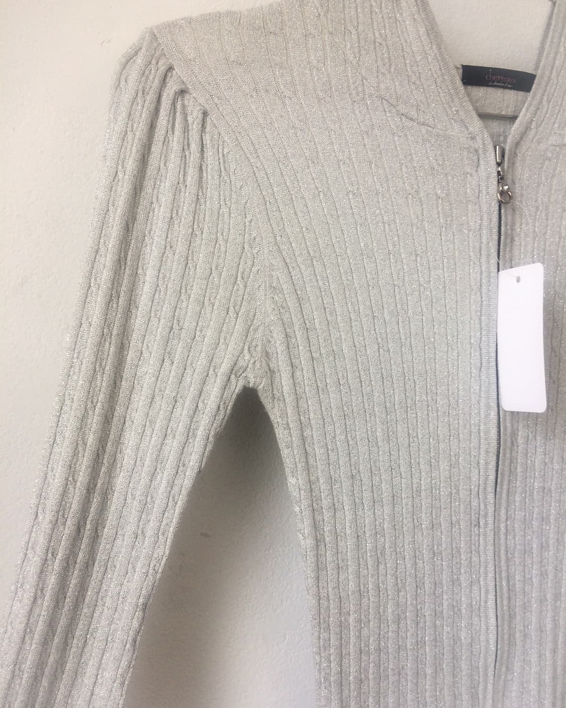 Glossy ribbed knit hood zip up 상품이미지5