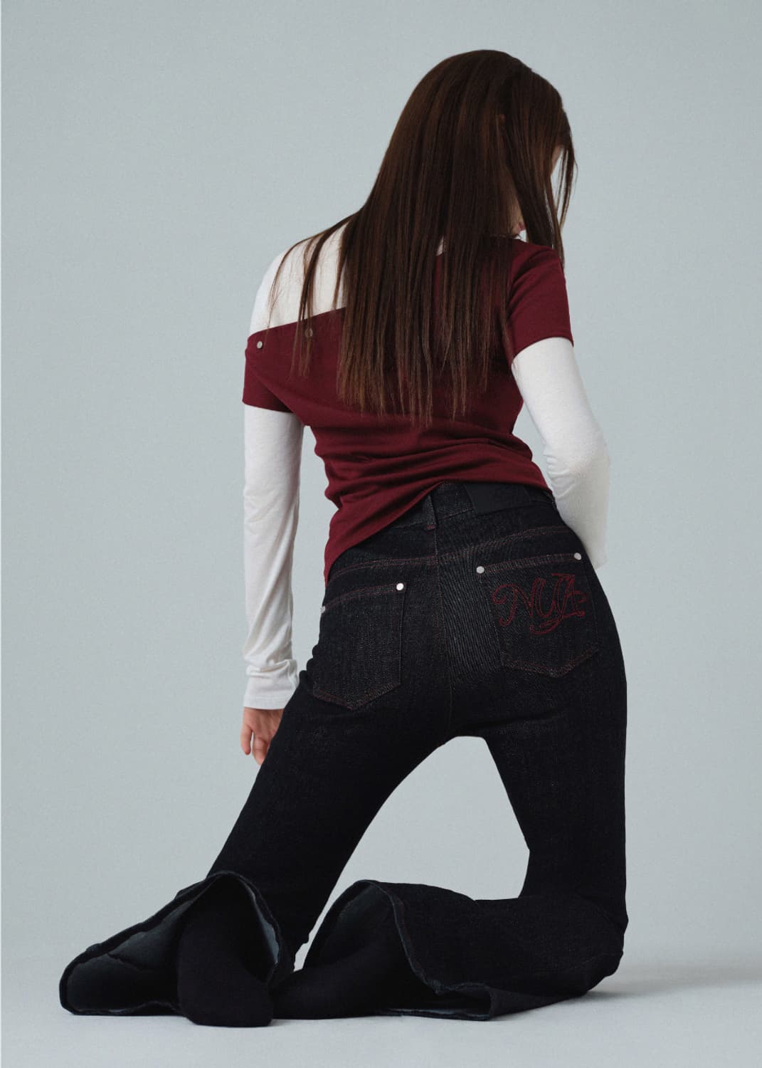 누아서울 스티치 부츠컷진 블랙 2 사이즈 상품이미지1