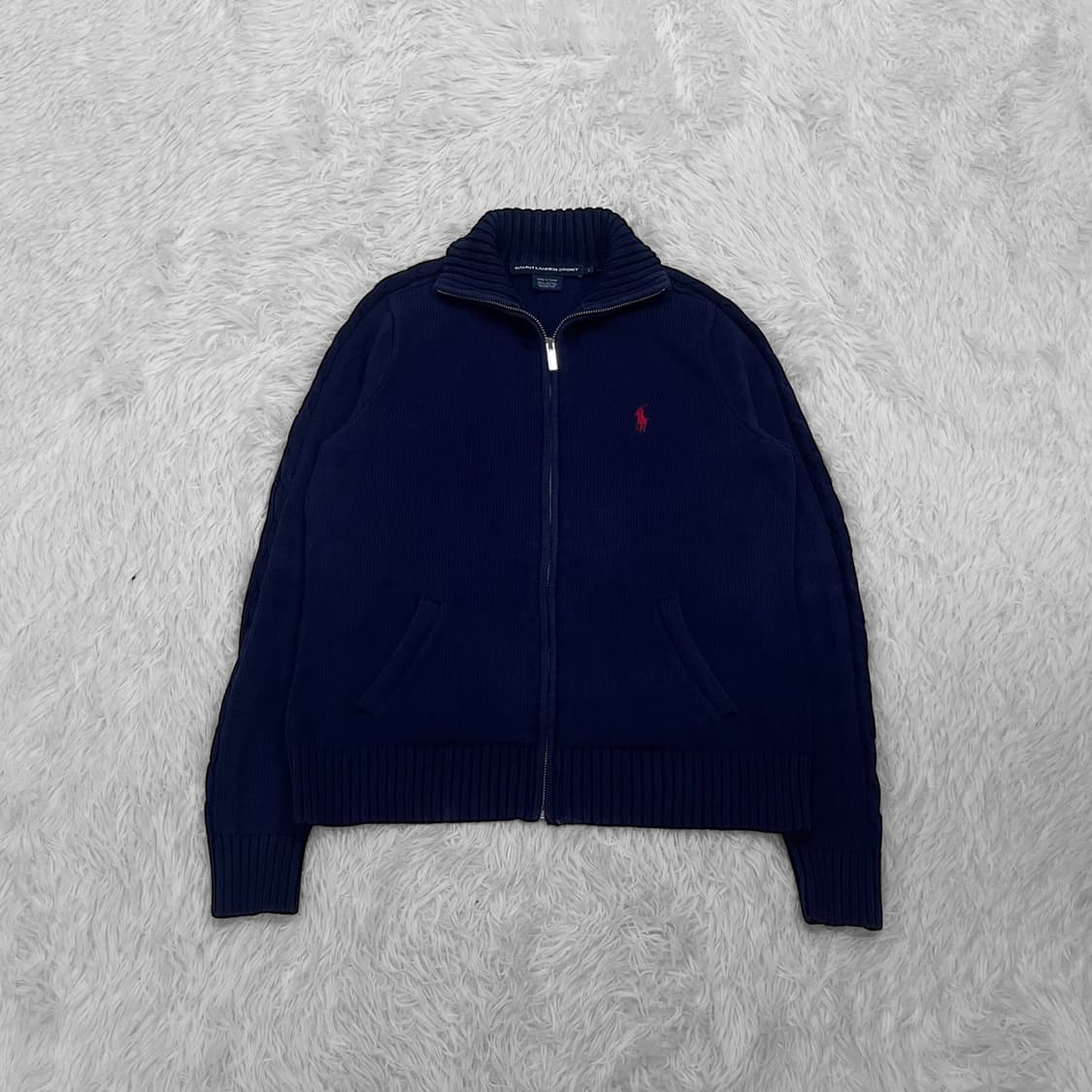 폴로 랄프로렌 포니 로고 니트 집업 네이비 상품이미지2