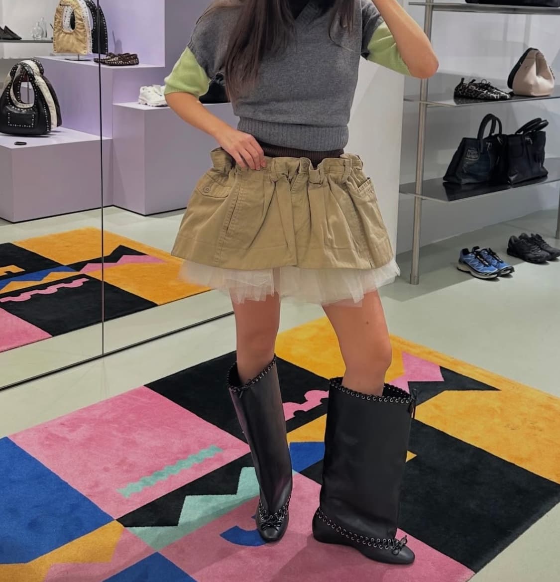 [S]어거스트 바론 All-in 스크런치 치노 스커트/베이지 상품이미지9