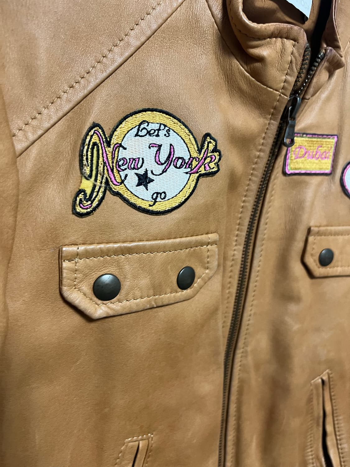 LALTRA MODA 갈색  소가죽 패치 자켓 상품이미지3