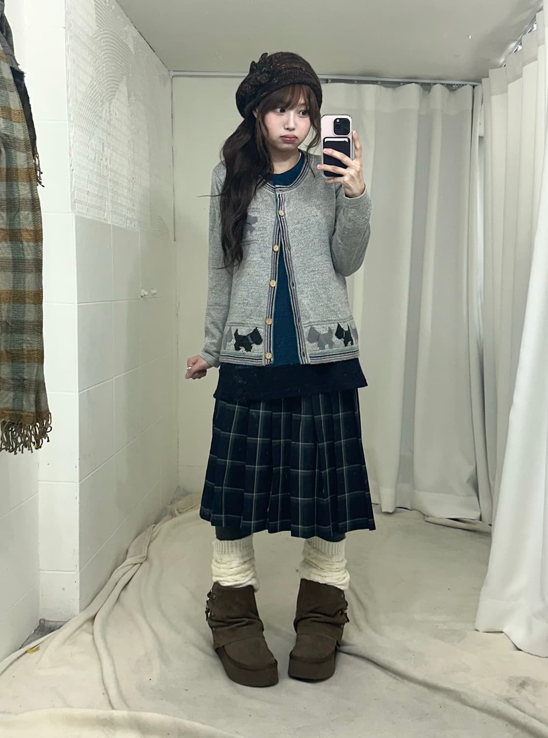 하구미 히피모리 청록 가디건 코디세트 상품이미지2