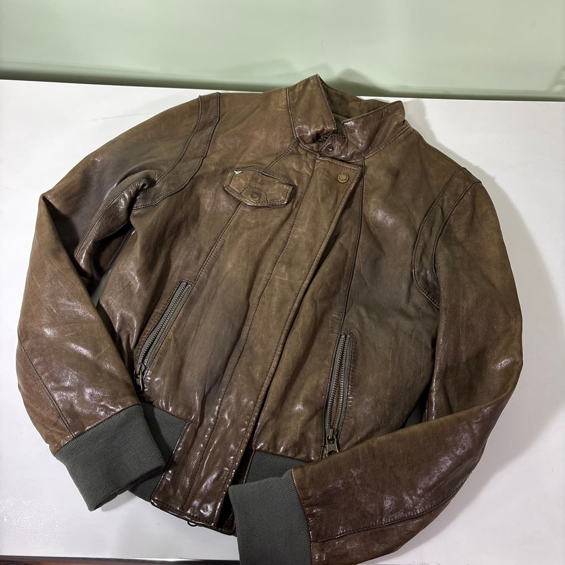 우먼M 아르마니 진스 브라운 양가죽 레더자켓 상품이미지1