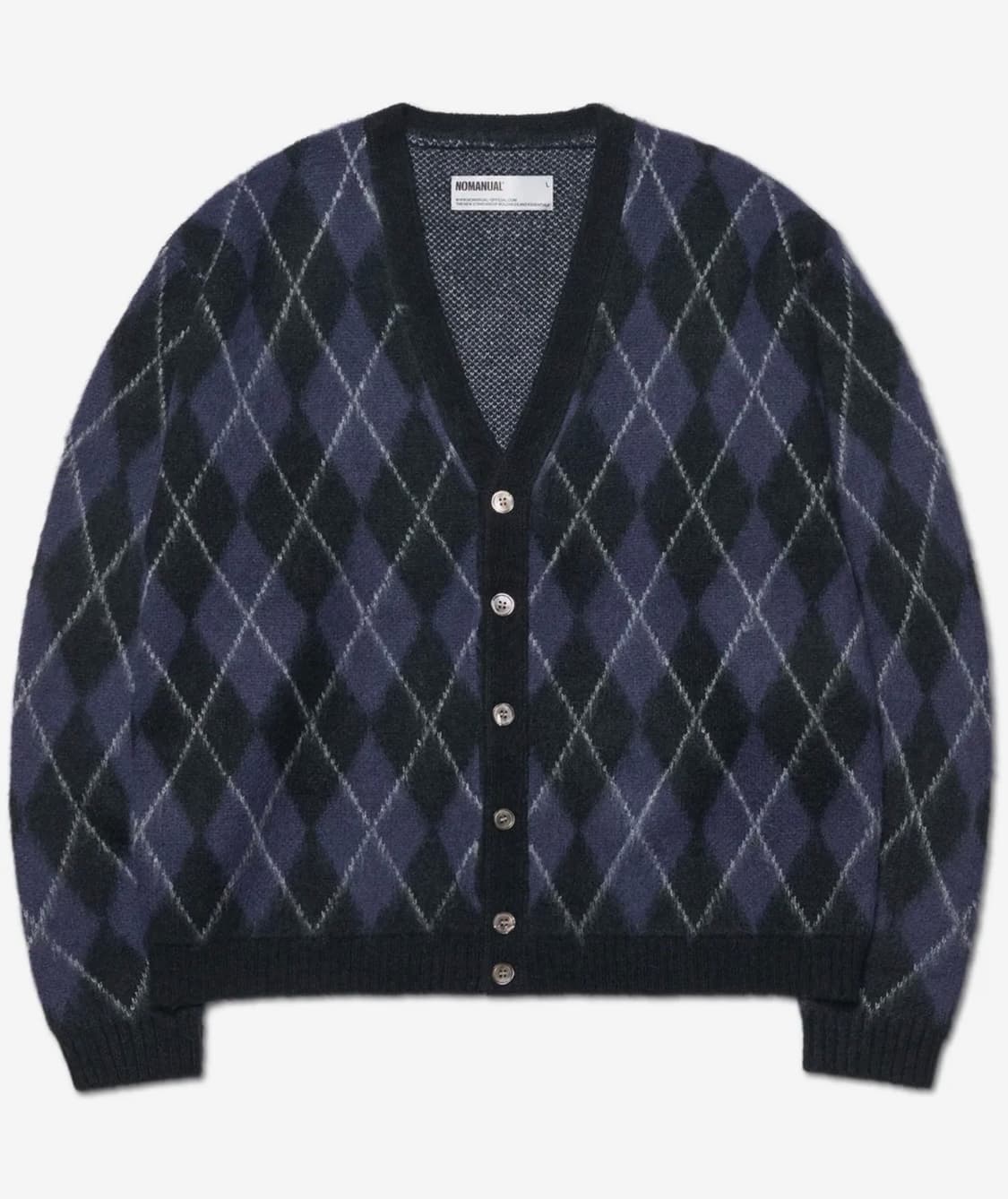 노매뉴얼 아가일 헤어리 가디건 다크 네이비 상품이미지1
