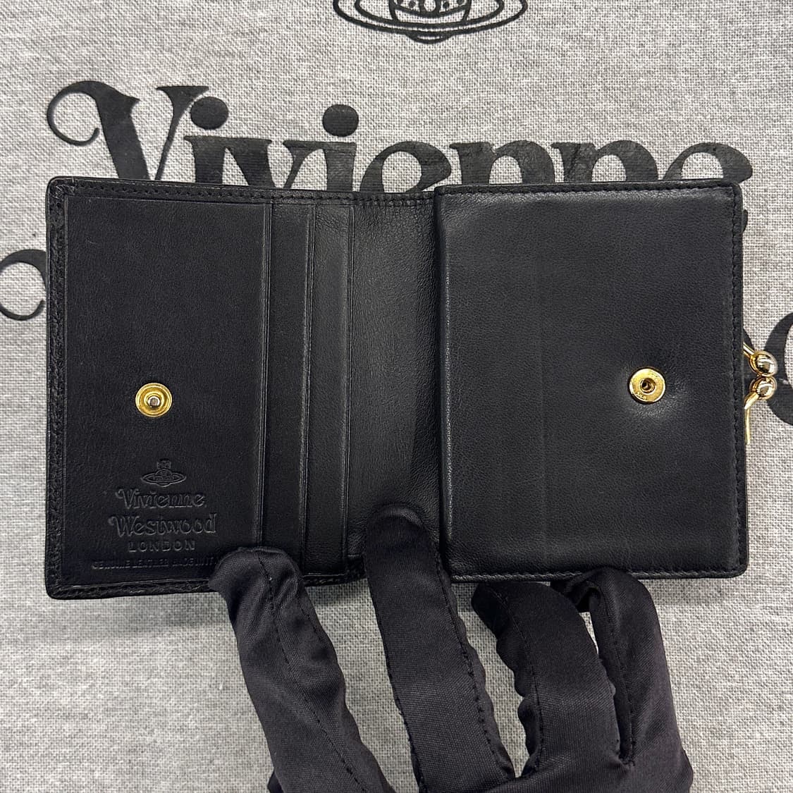 비비안웨스트우드 오브 캔버스 가마구치 지갑 상품이미지3