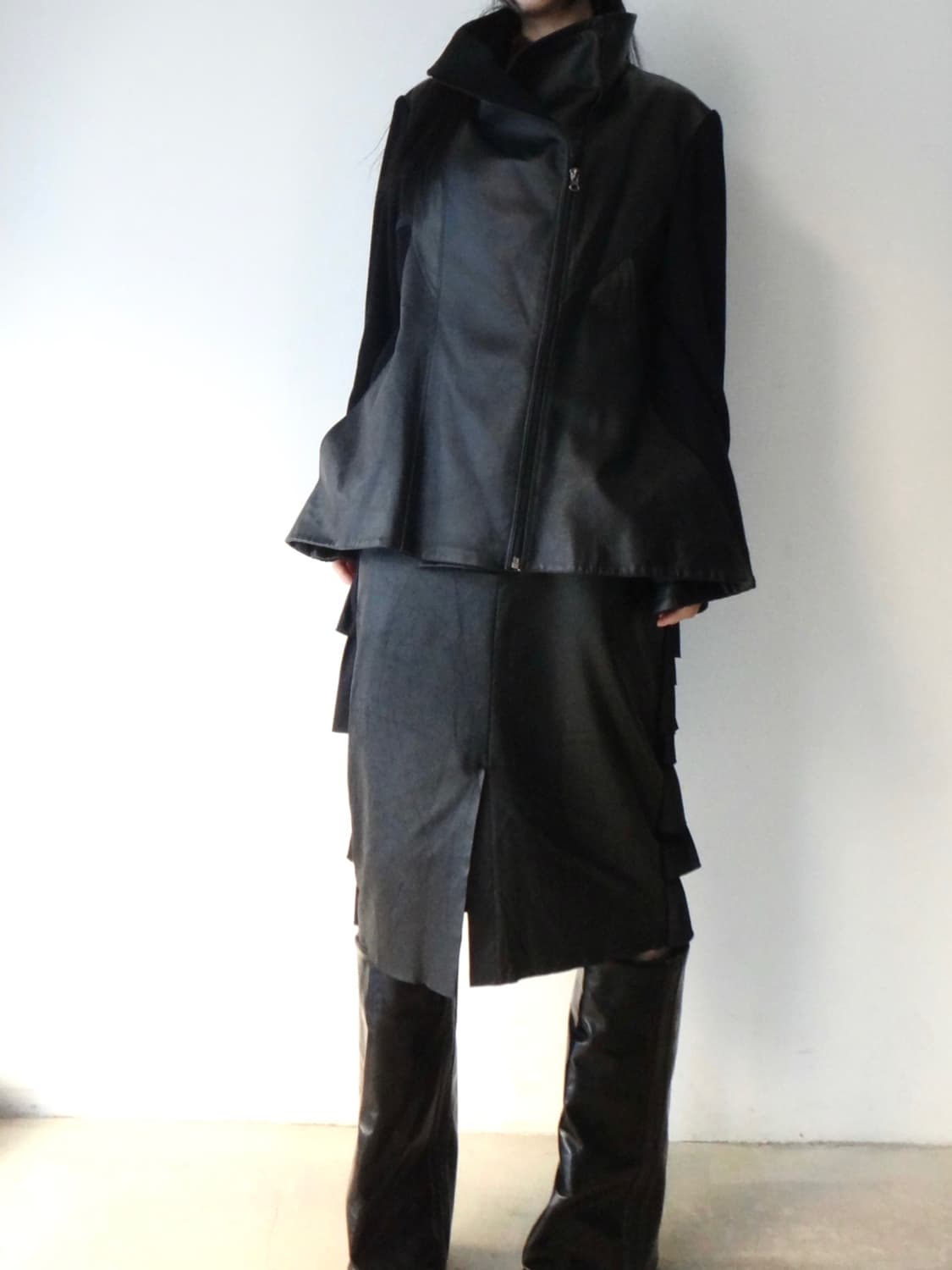 LIESANGBONG diagonal zip leather jacket 상품이미지9