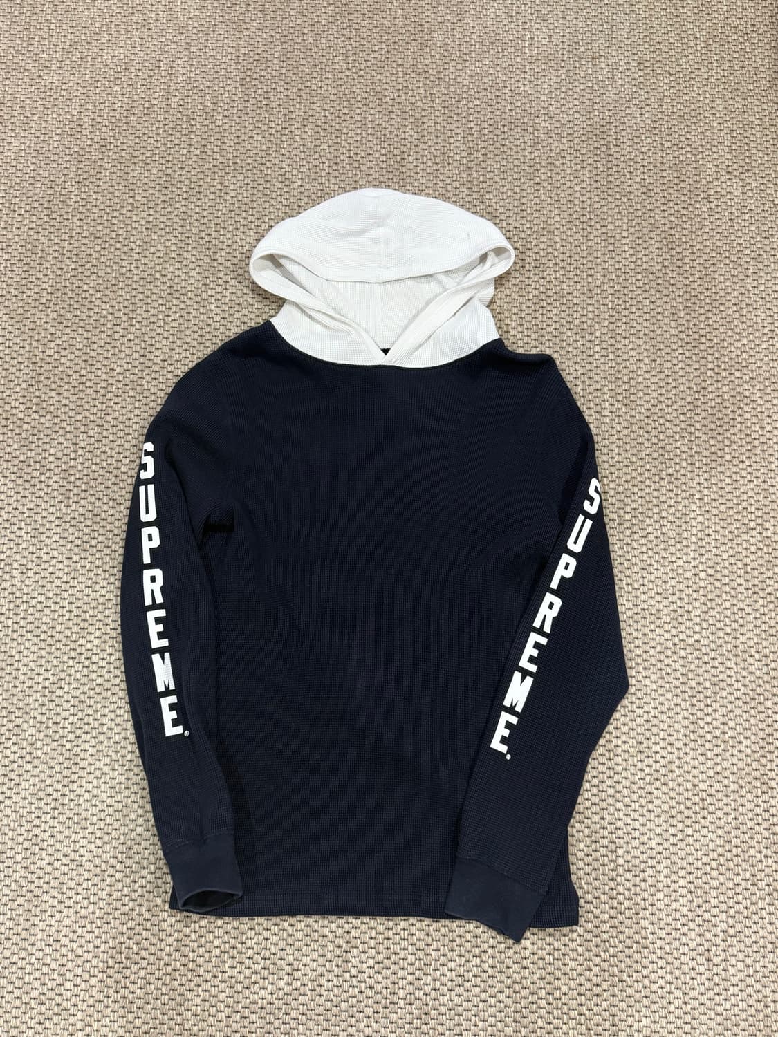 슈프림 15FW 와플 사이드 로고 후드티 네이비 M사이즈 상품이미지1