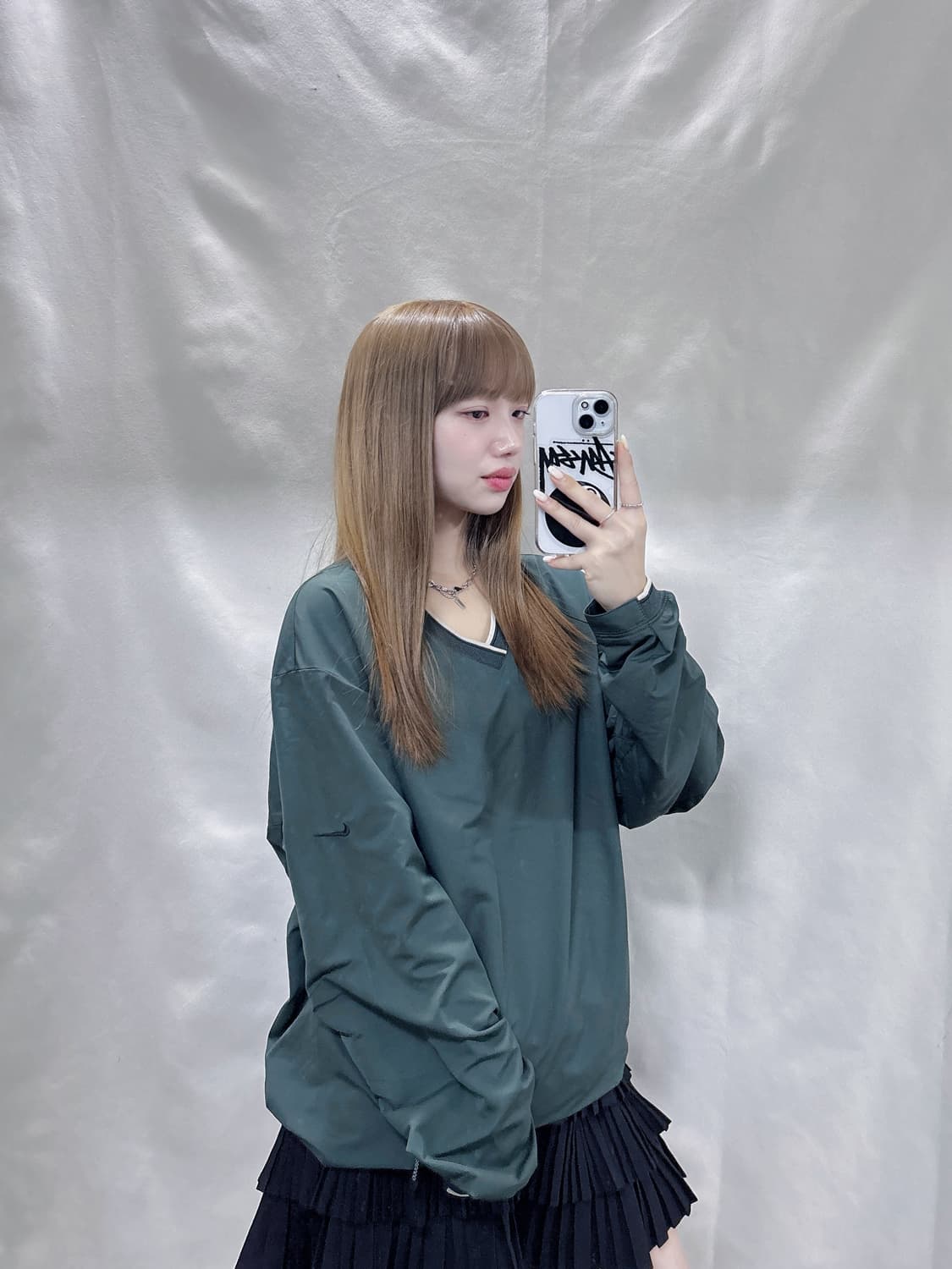 나이키 GOLF 사이드 스우시 카키 풀오버 웜업  상품이미지2