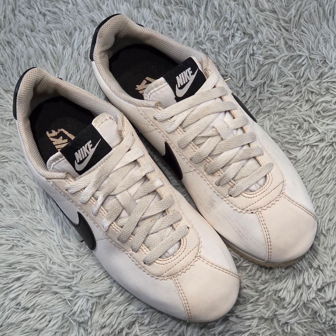 7w-30:나이키 코르테즈 레더 화이트블랙 Nike Cortez 24cm 상품이미지5
