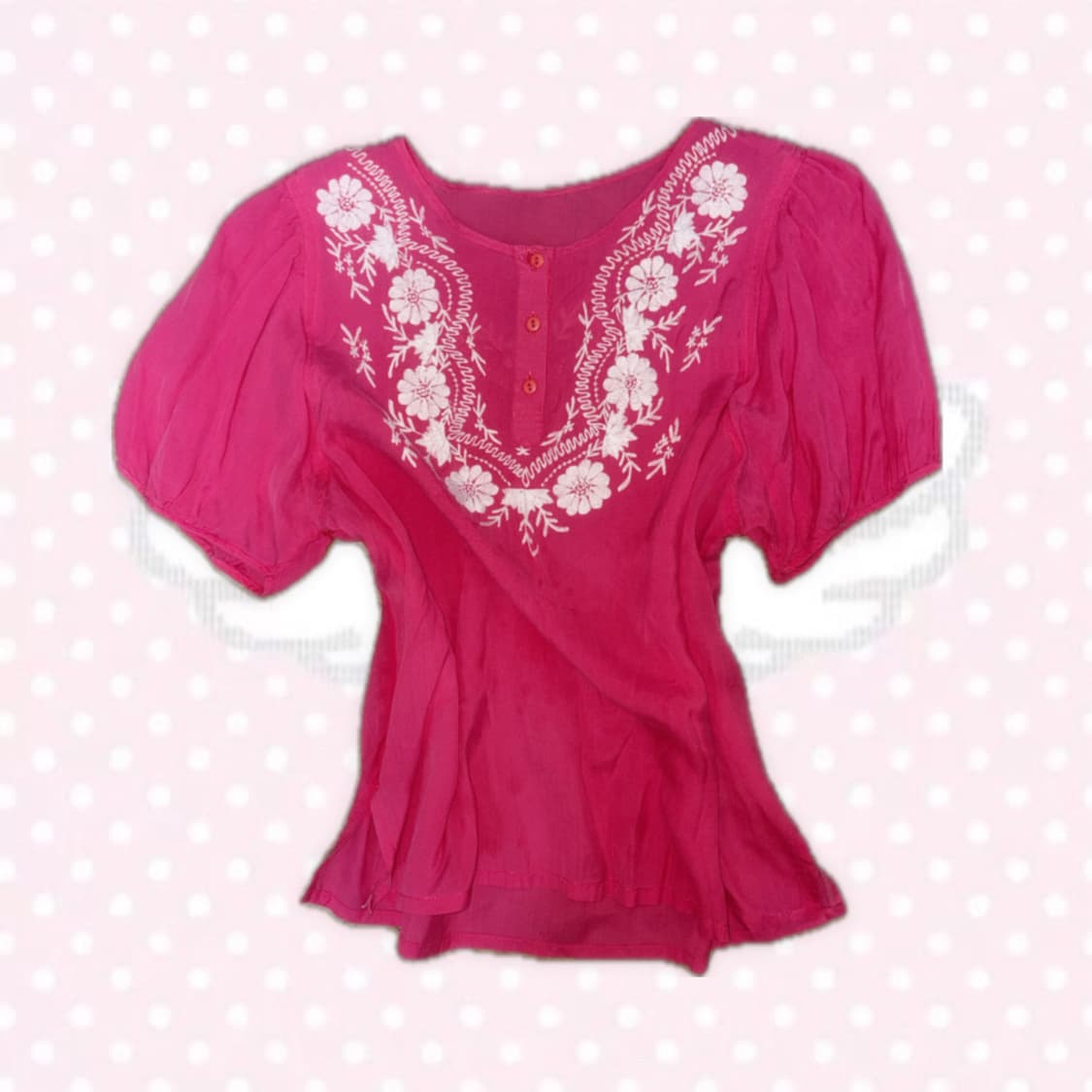 핫핑크 꽃자수 블라우스 + 레이어드 긴팔티 탑상의 세트 상품이미지7