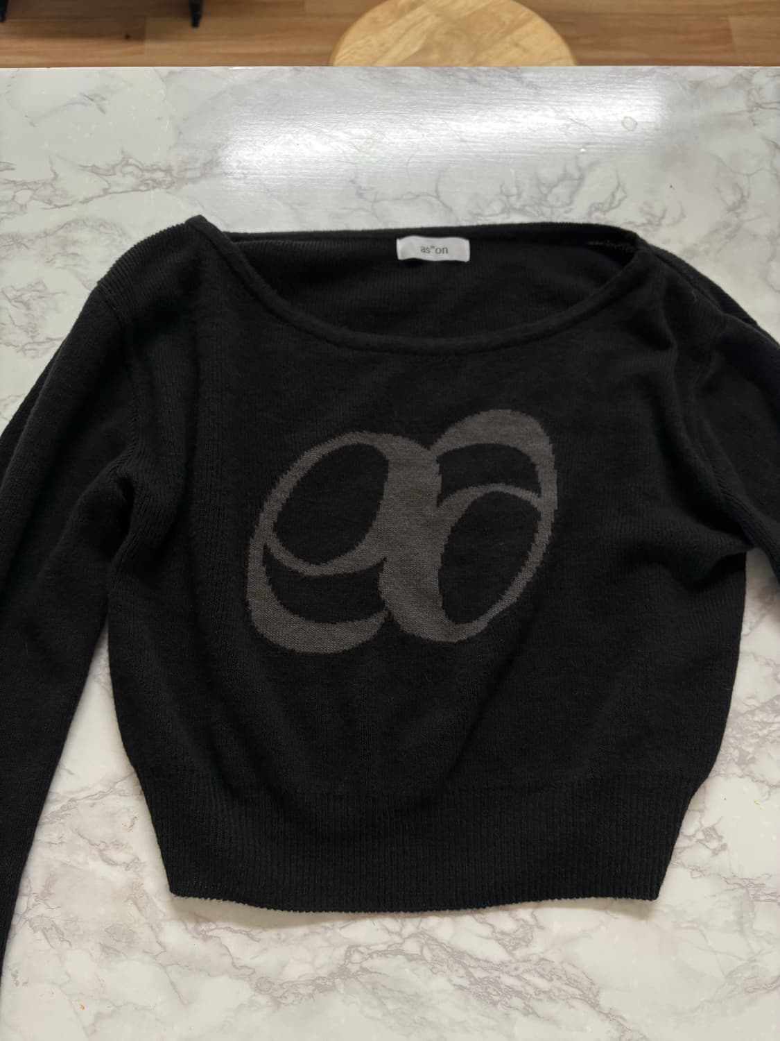 애즈온 보트넥 니트 블랙 상품이미지2