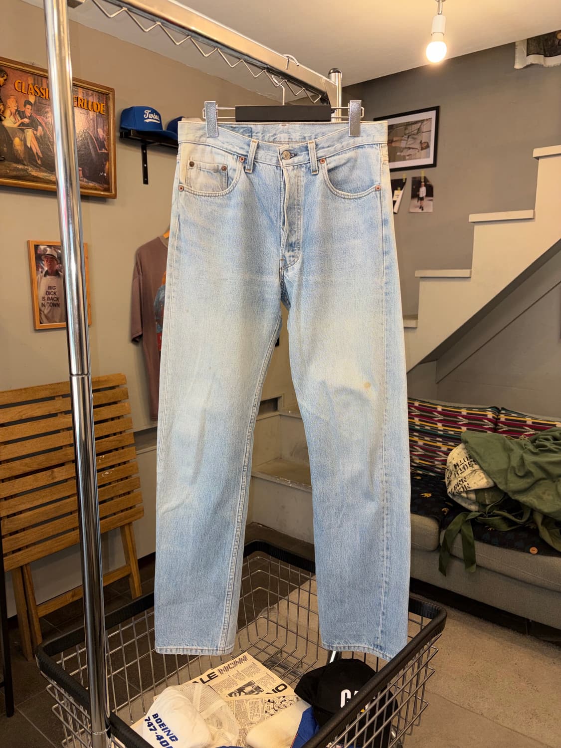90’s Levi’s 501 USA denim hard washed 상품이미지4