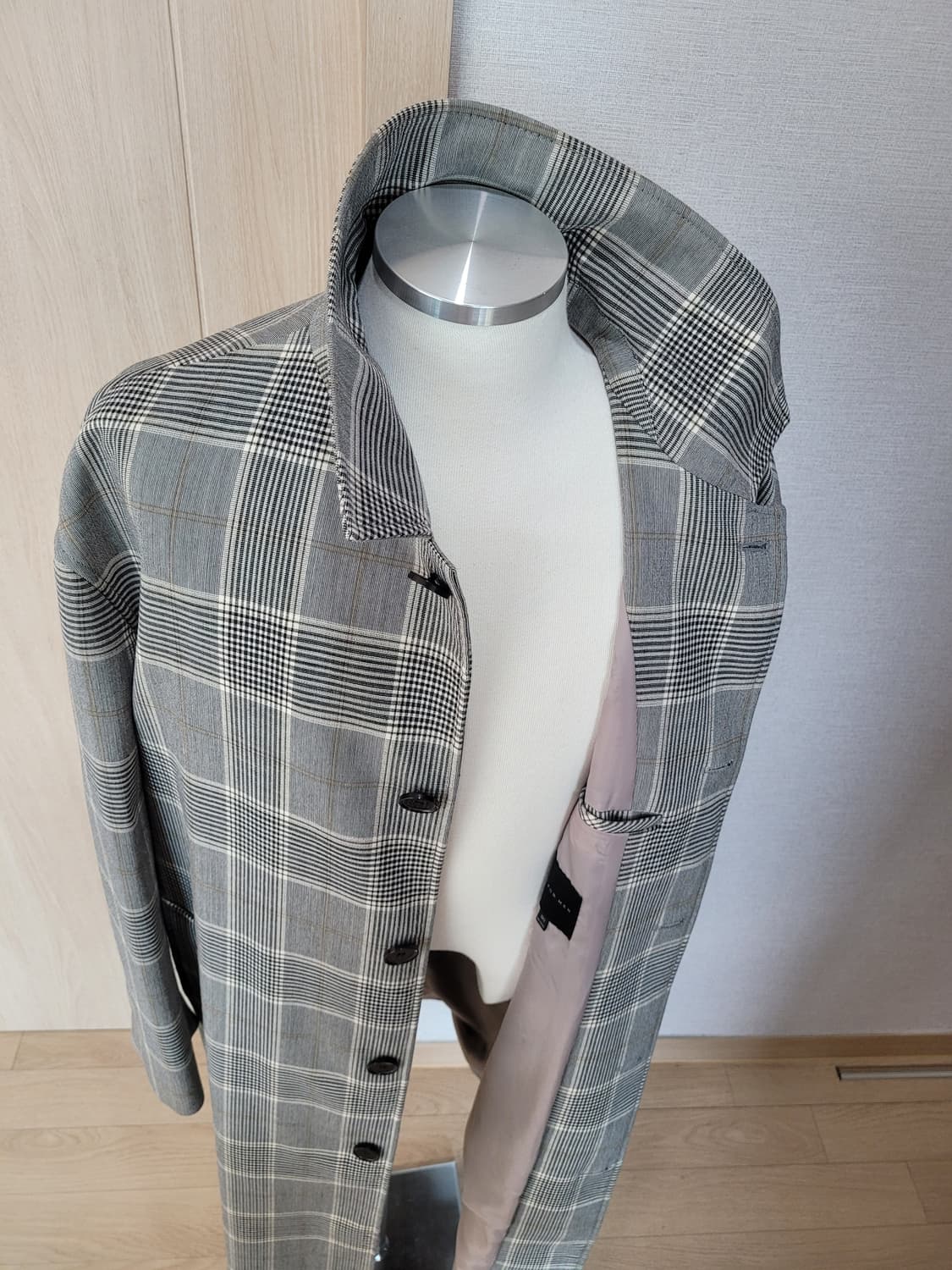 스파오포맨 SPAO for Men 체크 맥코트 그레이 상품이미지6