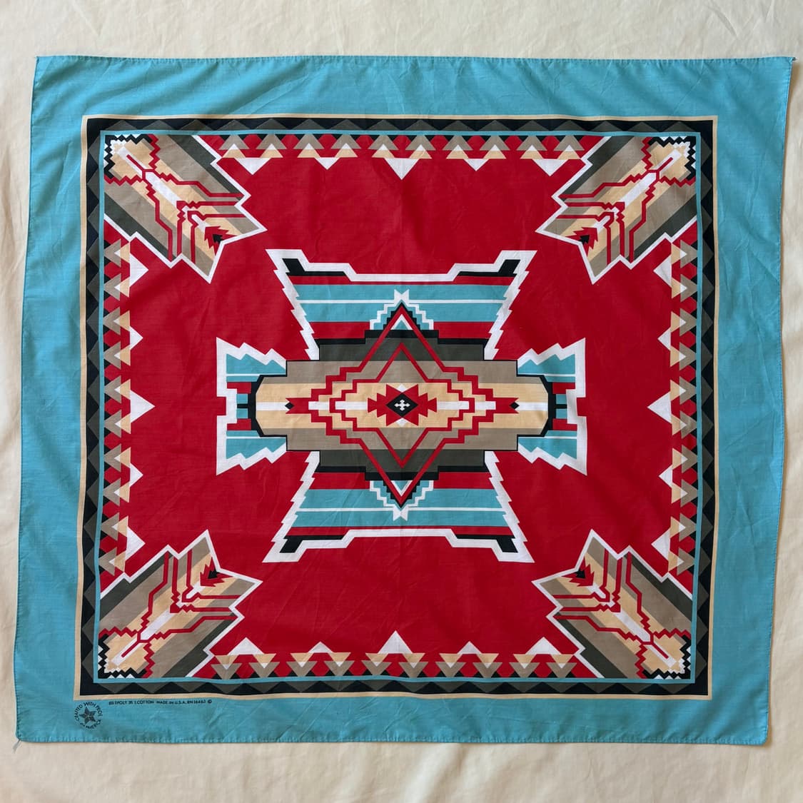 80s USA WAMCRAFT 아메리칸 네이티브 나바호 반다나 상품이미지2