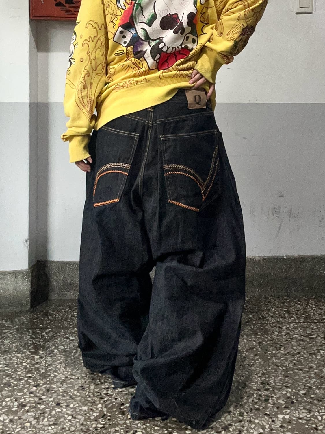 90s 올드스쿨 생지 핀턱 데님와이드팬츠 상품이미지1