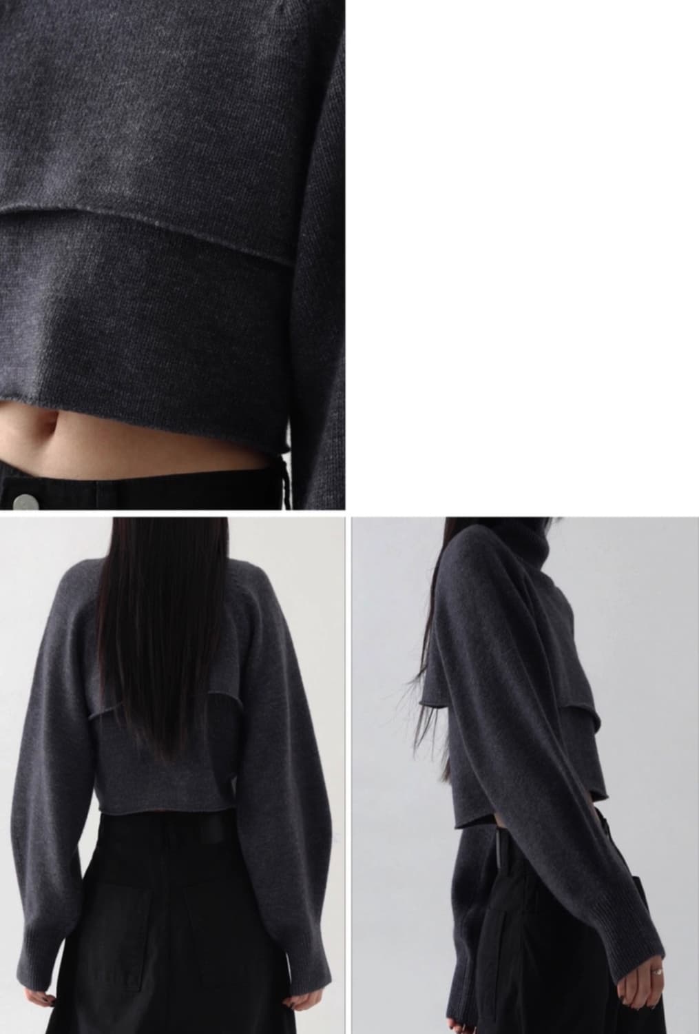 [트리밍버드] 레이어드 폴라니트 세트 Blue Gray 판매합니다 상품이미지3