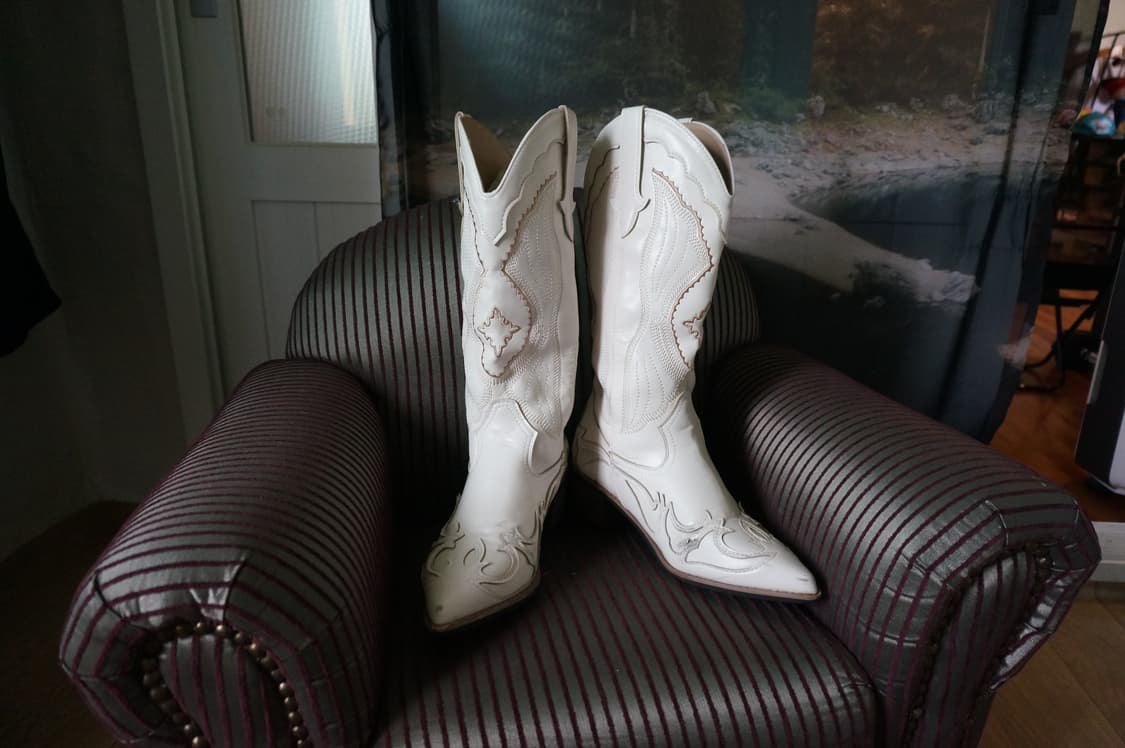 White Leather Western Boots 상품이미지1