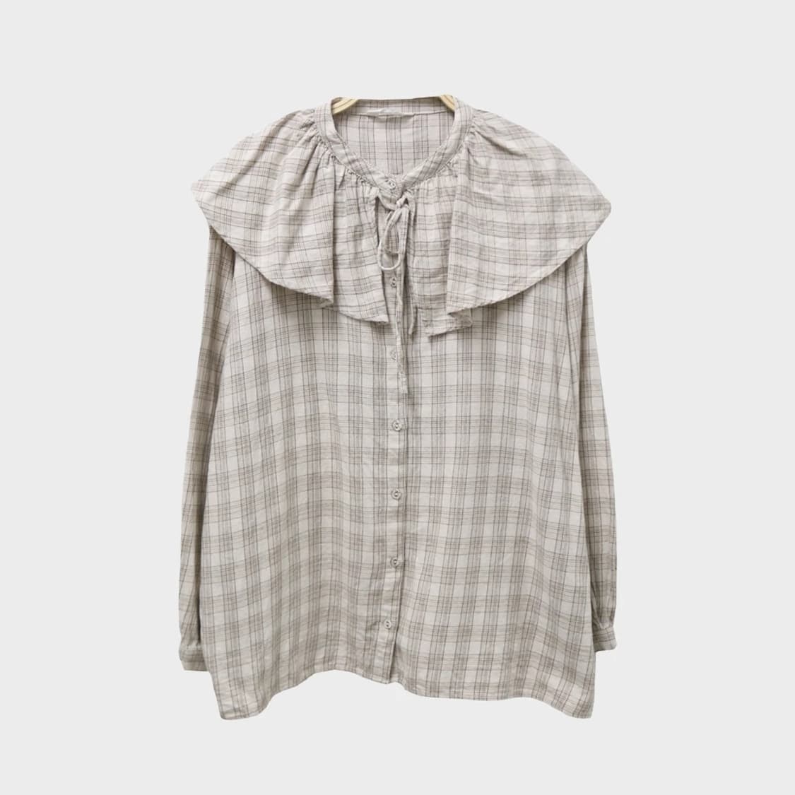 MUSHROOM 체크 빅카라 블라우스 63532 상품이미지1