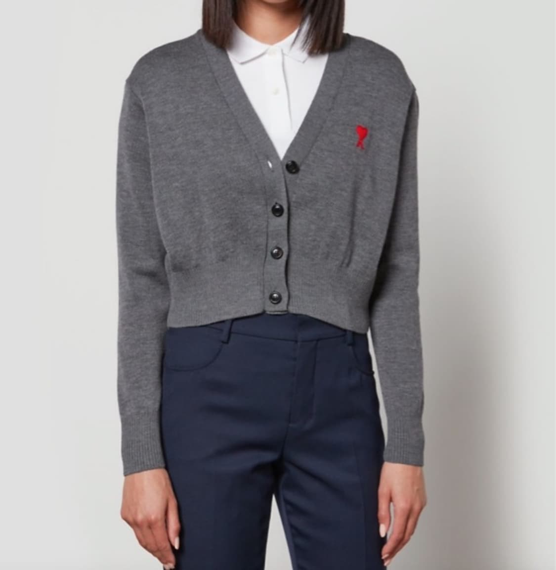 아미 AMI 여성 크롭 가디건 미디움 헤더 그레이 XS 새상품 상품이미지1