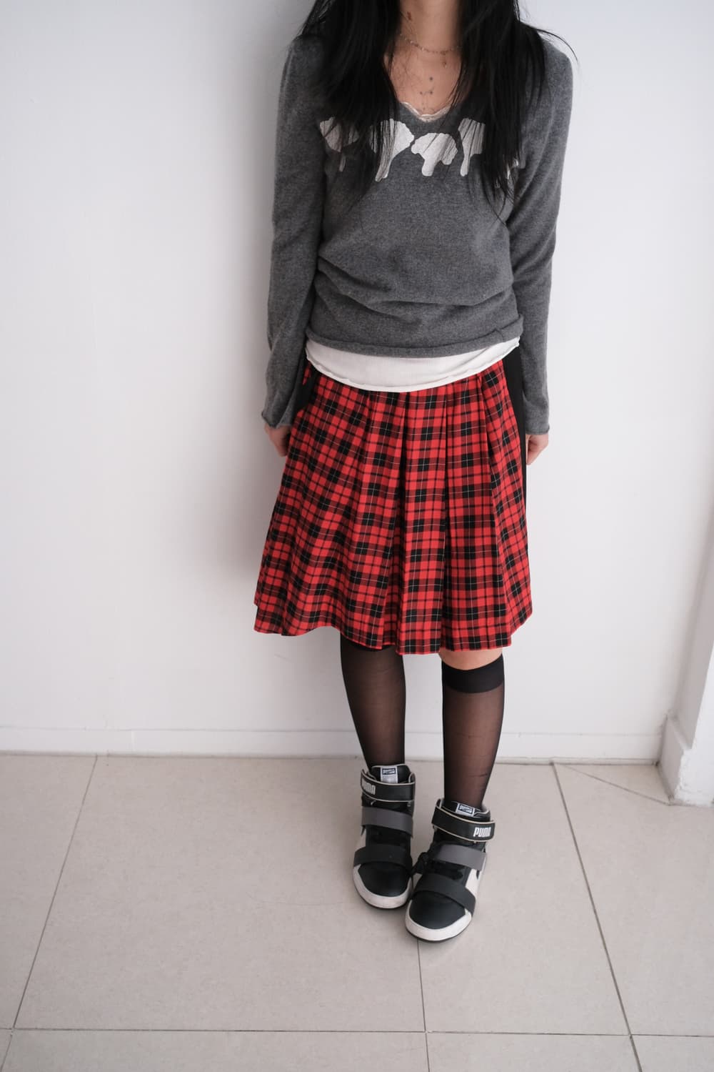 Tartan check wrap skirt 상품이미지1
