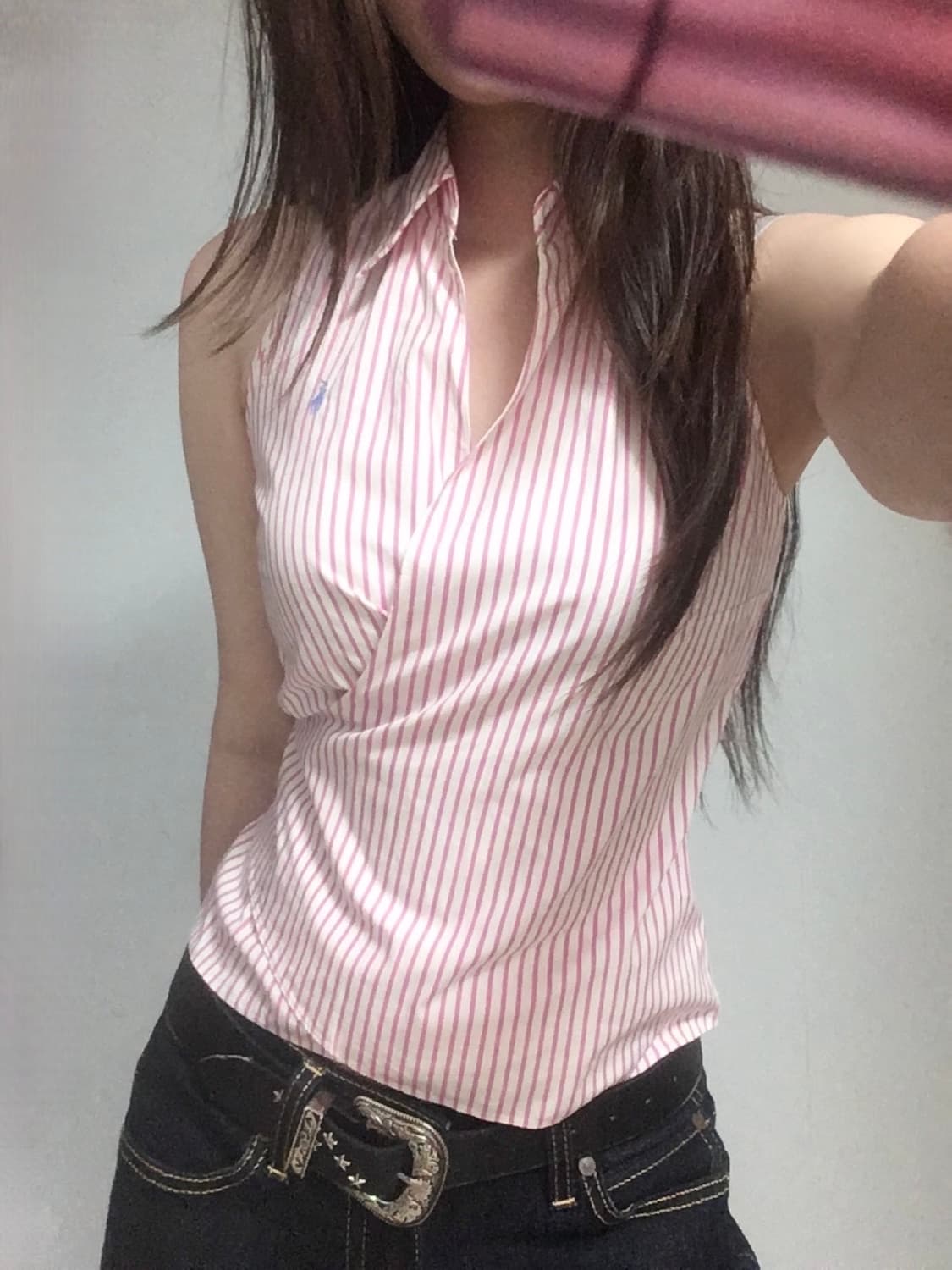 폴로 랄프로렌 핑크 스트라이브 셔츠 상품이미지2