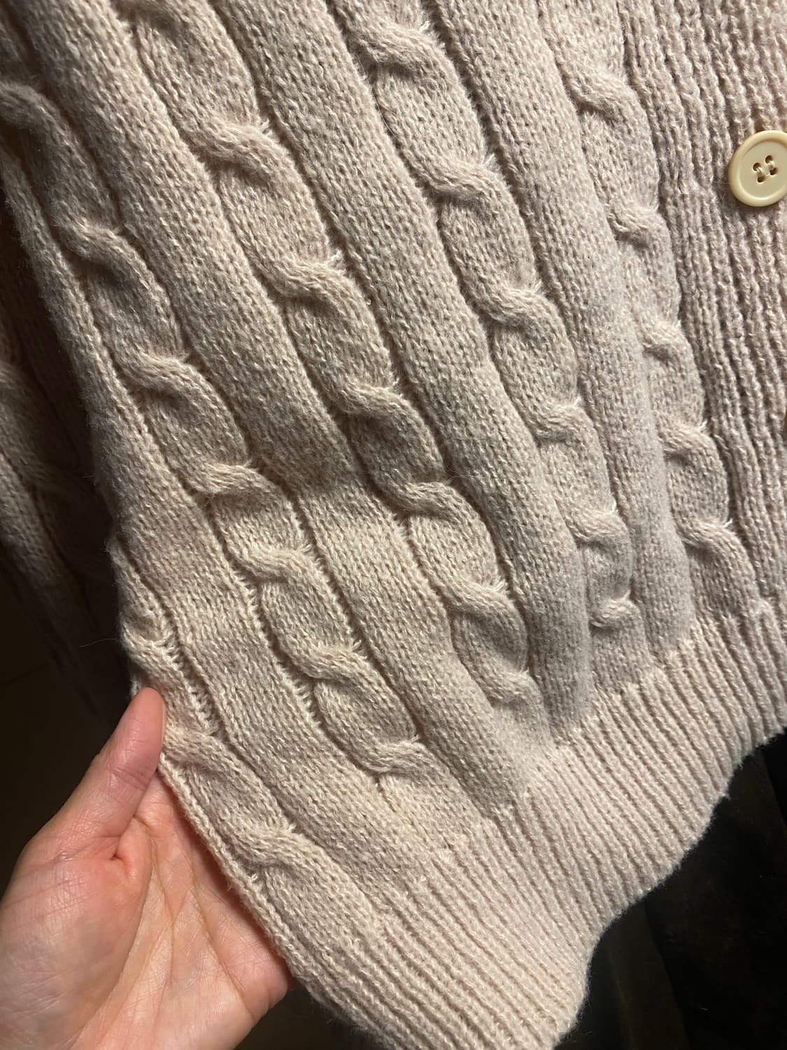 쉬인 꽈배기 니트 가디건 아이보리 L 상품이미지5