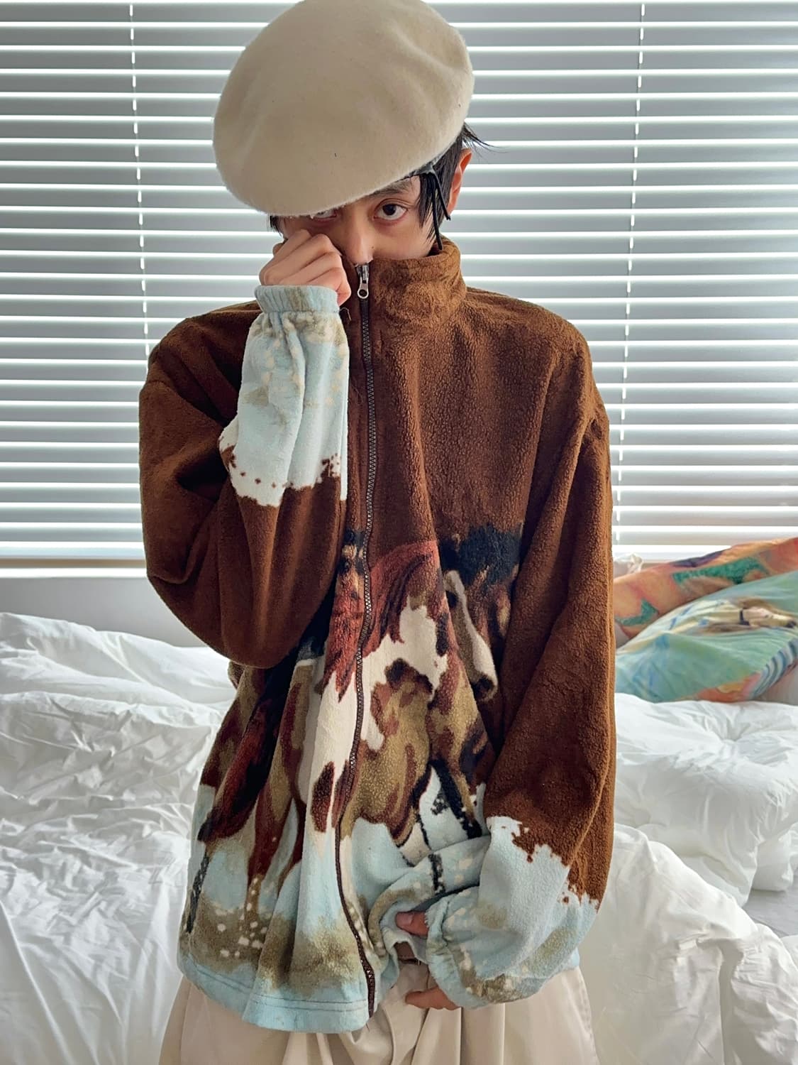 Kokopelli "설원 속 떠돌이 말들" 플리스 자켓 상품이미지1