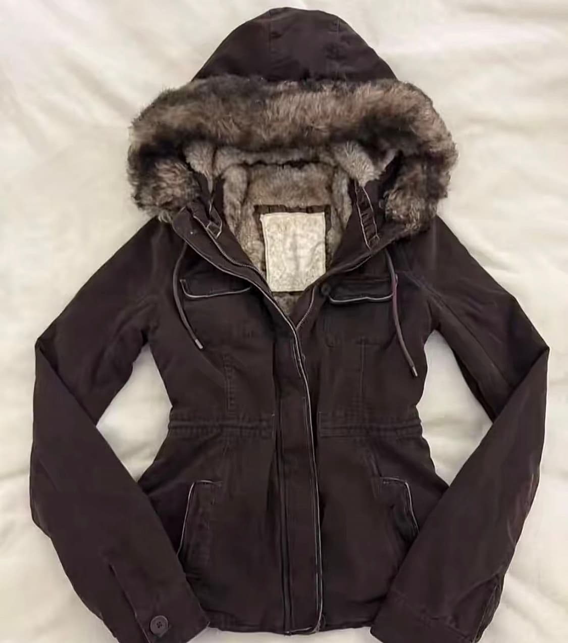 아베크롬비 빈티지 브라운 y2K 모리걸 퍼 울프죠 야 상 자켓 상품이미지1