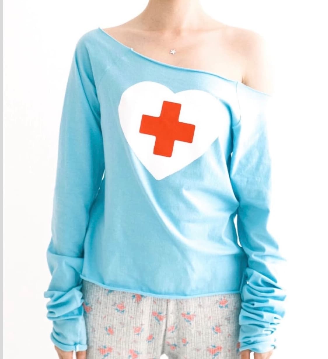 샵페어리 cross heart cut off t-shirt mint 상품이미지1