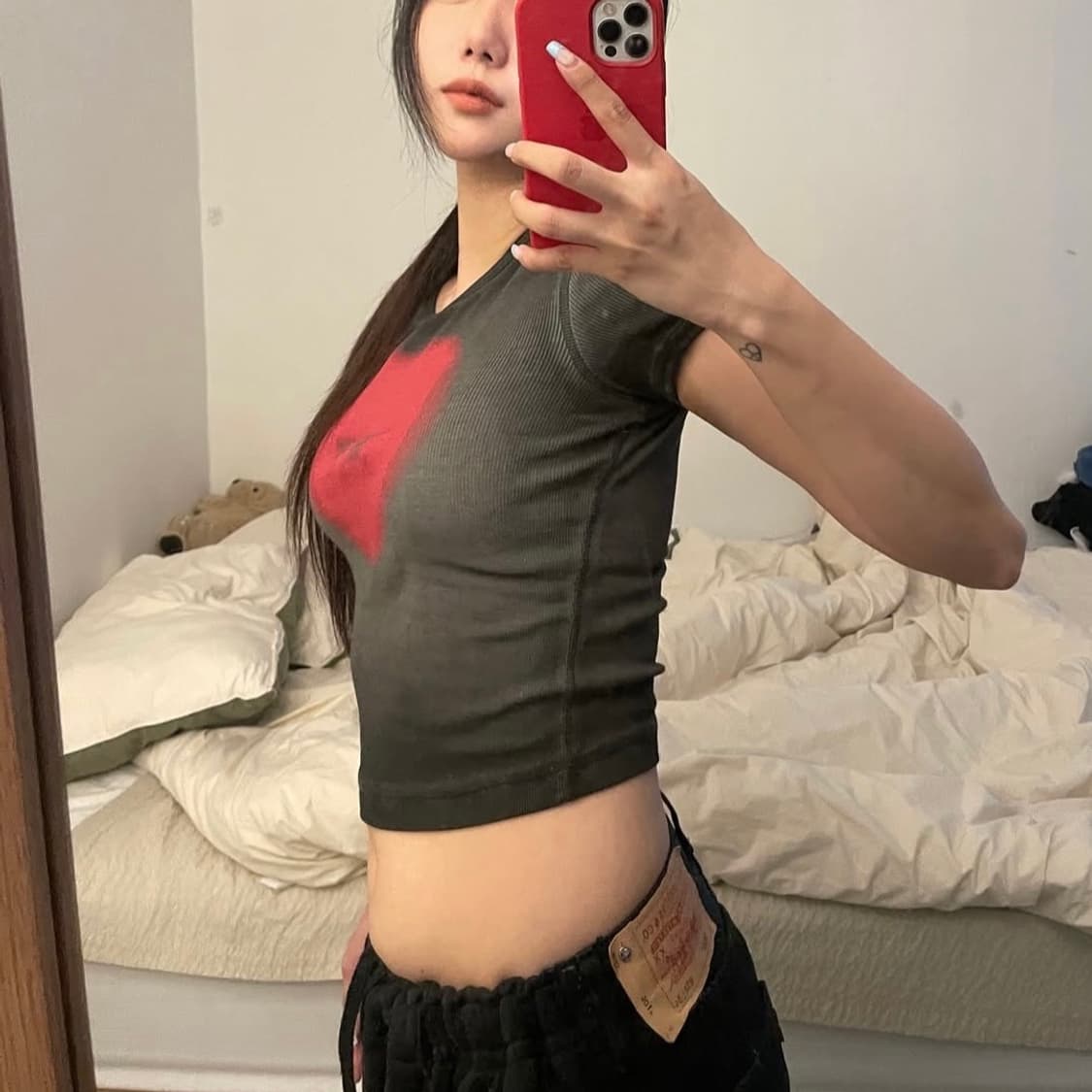 디젤 로고 하트 프린팅 티셔츠 상품이미지2